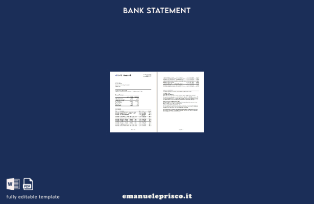 modello di pagine di parole di estratto conto della carta bancaria USA Meta in s